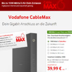 Vodafone CableMax - bis zu 1000 Mbits im Download für nur 39,99€ monatlich