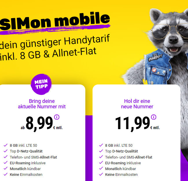 SIM Karte mit 8 GB LTE im Vodafone Netz für 8,99 Euro monatlich und auch noch monatlich kündbar - So bekommst du diesen Tarif!