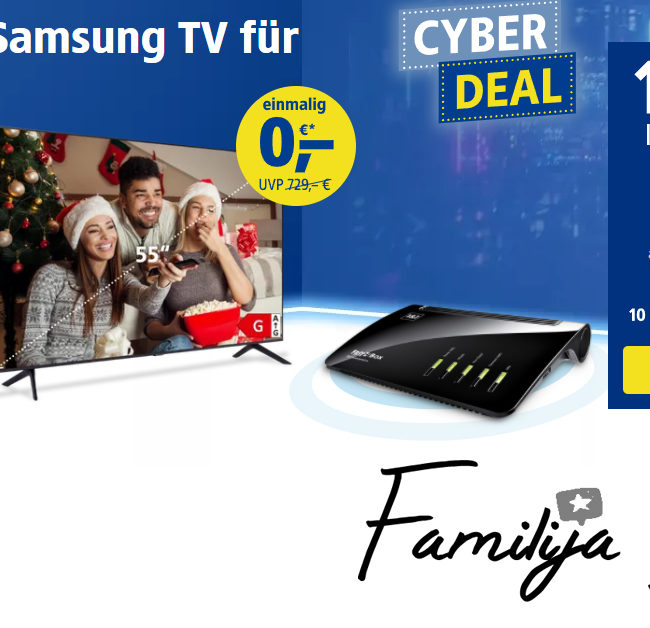 Cyber Deal bei 1&1 DSL - 10 Freimonate oder Samsung TV gratis